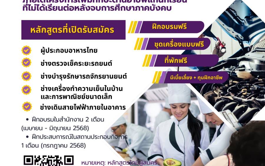 ประชาสัมพันธ์การขับเคลื่อนโครงการเพิ่มทักษะด้านอาชีพแก่นักเรียนที่ไม่ได้เรียนต่อหลังจบการศึกษาภาคบังคับ จังหวัดชัยภูมิ ประจำปีงบประมาณ พ.ศ.2568